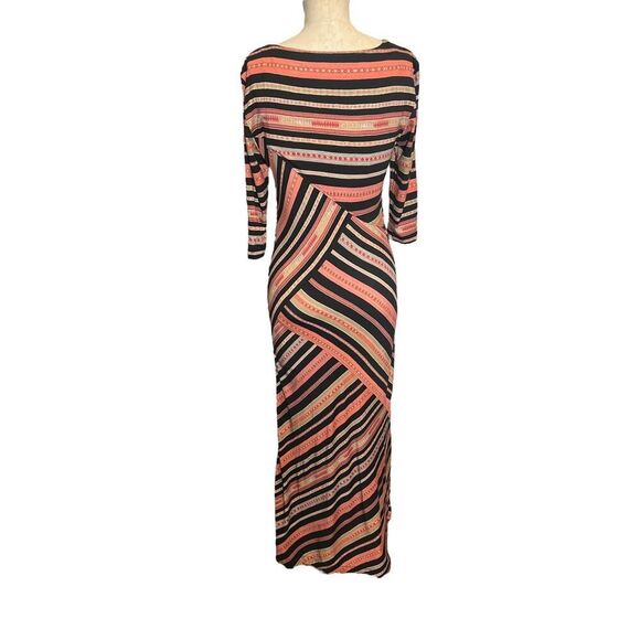 Peruvian Connection Dress Small Asymetical Maxi Southwestern Stripe Viscose - Picture 4 of 6